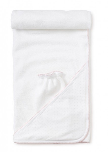 Kapuze-Handtuch Punkte weiß-rosa